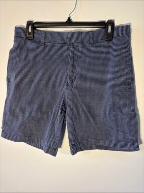 Banana Republic Navy Micro-Check Flat Front Shorts